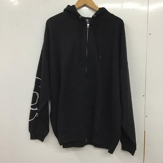 ゴッドサイズ GODSIZE パーカー 長袖 長袖ジップアップパーカー スウェットパーカー XL ロゴ、文字 黒 / ブラック /  メンズ USED 古着 中古 10136837
