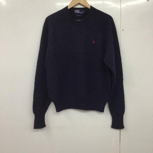 ポロラルフローレン POLO RALPH LAUREN ニット、セーター 長袖 クルーネック ウール M ワンポイント 紺 / ネイビー /  メンズ USED 古着 中古 10144704
