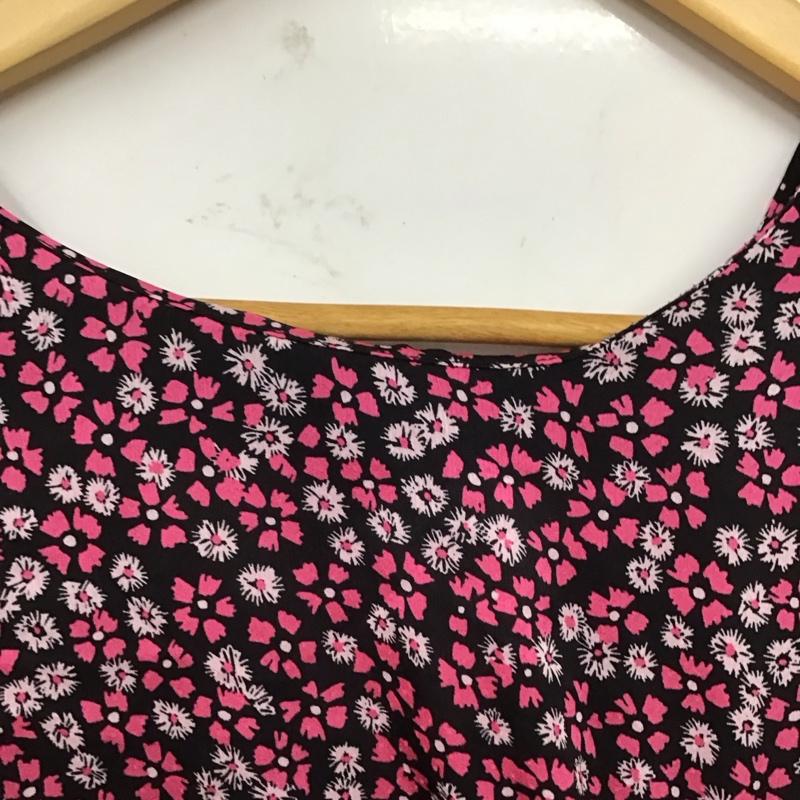 ザラベーシック ZARA BASIC ワンピース ロングスカート 4387 254 330 スリット ギャザー M 花柄 黒 / ブラック / X 桃 / ピンク /  レディース USED 古着 中古 10129182
