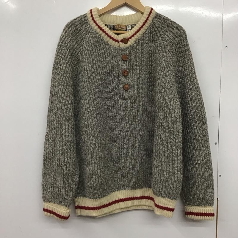 古着 USED ニット、セーター 長袖 長袖ニットカットソー ヘンリーネック セーター 42 無地 灰 / グレー /  メンズ USED 古着 中古 10144782