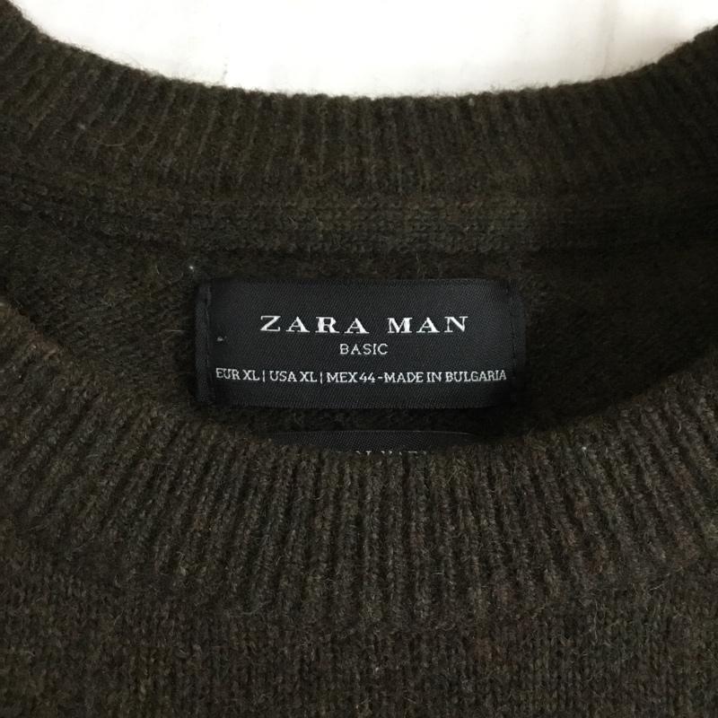 ザラ ZARA ニット、セーター 長袖 0693 404 500 クルーネック XL 無地 カーキ / カーキ /  メンズ USED 古着 中古 10107032