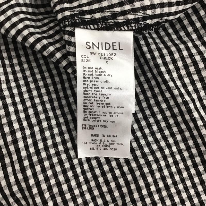 スナイデル SNIDEL ワンピース ロングスカート SWFO211052 ウエストマークワンピース 半袖チェックワンピース 0 チェック 白 / ホワイト / X 黒 / ブラック /  レディース USED 古着 中古 10136016