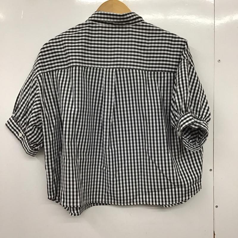 ボンルシール BONLECILL シャツ、ブラウス 半袖 BLEsh1243 丸襟ボリュームスリーブオーバーシャツ FREE チェック 白 / ホワイト / X 黒 / ブラック /  レディース USED 古着 中古 10150815