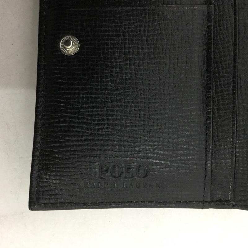 ポロラルフローレン POLO RALPH LAUREN 財布 二つ折り L字ファスナー 縦型 ワンポイント 黒 / ブラック /  メンズ USED 古着 中古 10141943