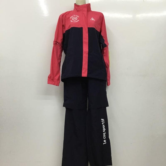 ルコックスポルティフ le coq sportif ウェア ウェア QGWNJH00W レインウエア ゴルフ 上下セット ジャケット パンツ スポーツ L ロゴ、文字 桃 / ピンク / X 紺 / ネイビー /  レディース USED 古着 中古 10135534
