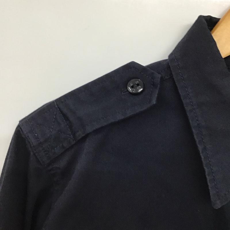 ベイプ BAPE シャツ、ブラウス 長袖 長袖シャツジャケット ミリタリーシャツ L ロゴ、文字 紺 / ネイビー /  メンズ USED 古着 中古 10140492