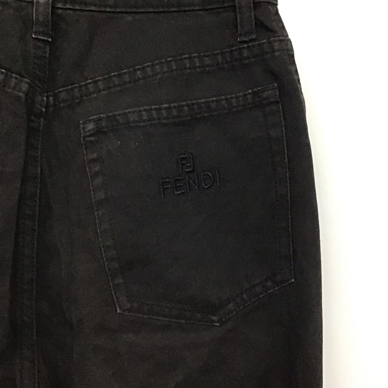 フェンディ FENDI パンツ デニム、ジーンズ カジュアルパンツ スリムパンツ 27インチ ロゴ、文字 黒 / ブラック /  レディース USED 古着 中古 10130647