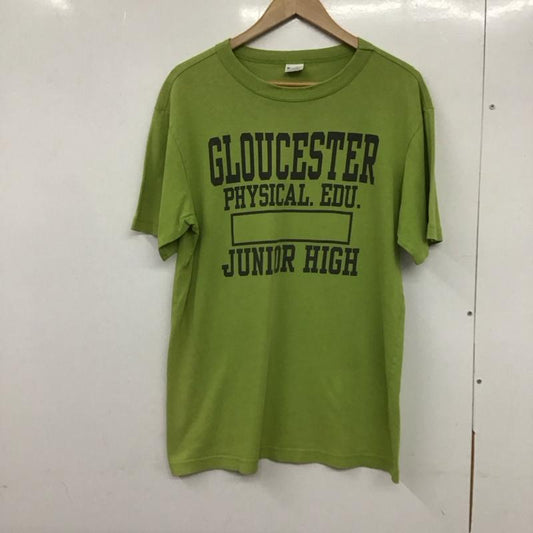 チャンピオン Champion Tシャツ 半袖 半袖カットソー プリントTシャツ クルーネックカットソー L ロゴ、文字 緑 / グリーン /  メンズ USED 古着 中古 10133497