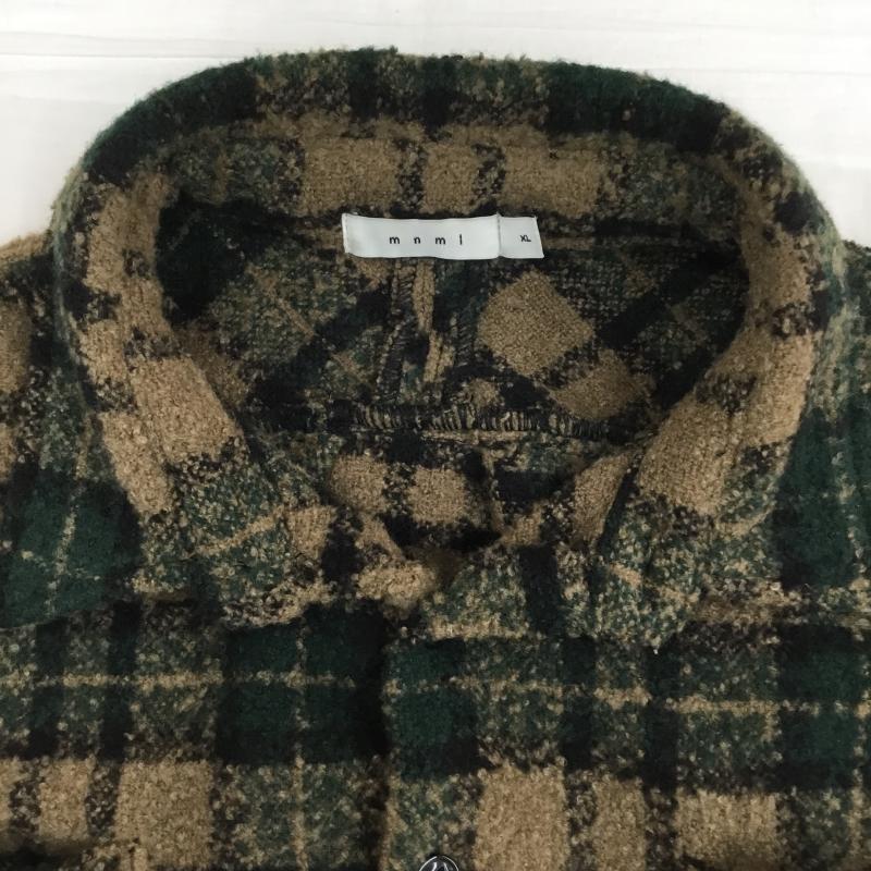 ミニマル mnml シャツ、ブラウス 長袖 XL ロゴ、文字 茶 / ブラウン / X 緑 / グリーン /  メンズ USED 古着 中古 10143909