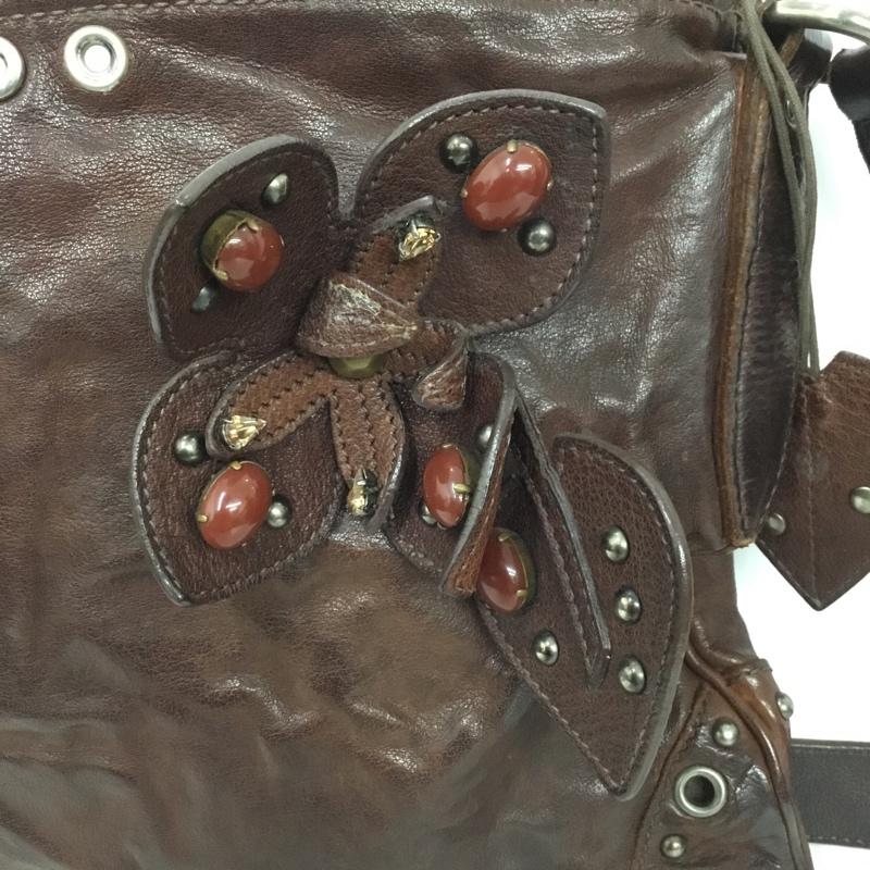 ミュウミュウ miu miu ショルダーバッグ ショルダーバッグ レザー コサージュ ロゴ、文字 茶 / ブラウン /  レディース USED 古着 中古 10129109