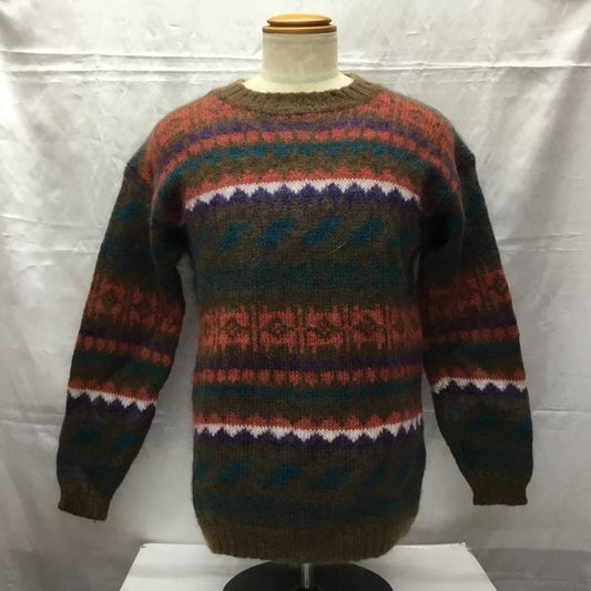 古着 USED ニット、セーター 長袖 長袖ニット リブニット セーター クルーネックカットソー セーター モヘア 80s 90s S 総柄 マルチカラー / マルチカラー /  メンズ USED 古着 中古 10106496