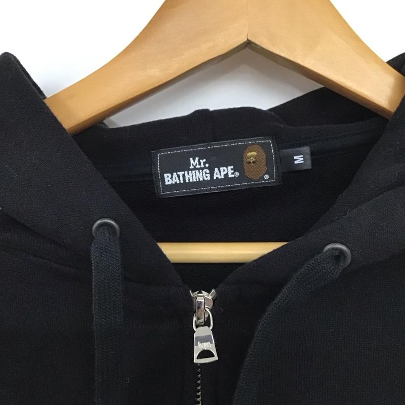 アベイシングエイプ A BATHING APE パーカー 長袖 ジップアップジャケット パーカージャケット アウター M ロゴ、文字 黒 / ブラック /  メンズ USED 古着 中古 10132084