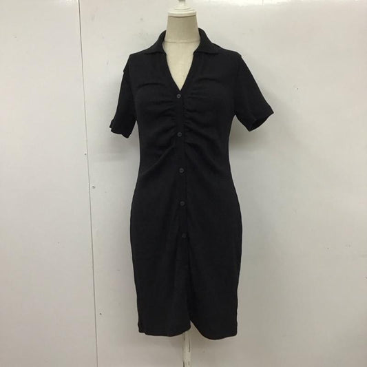 スライ SLY ワンピース ミニスカート 039HSN83-0441 半袖 スキッパー 前開き FREE 無地 黒 / ブラック /  レディース USED 古着 中古 10117695