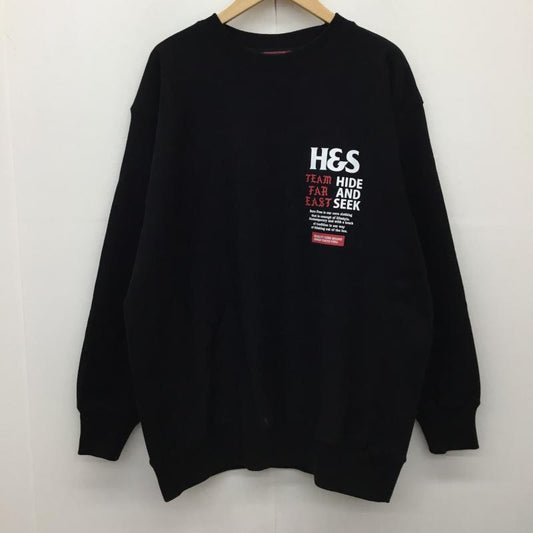 ハイドアンドシーク HIDE AND SEEK トレーナー 長袖 HC-110422 XL ロゴ、文字 黒 / ブラック /  メンズ USED 古着 中古 10144848