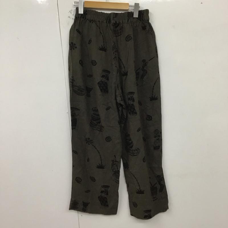 ニコアンド niko and... パンツ スラックス T203DL04SW プリントゆるパンツ リネン M 総柄 カーキ / カーキ /  レディース USED 古着 中古 10129297