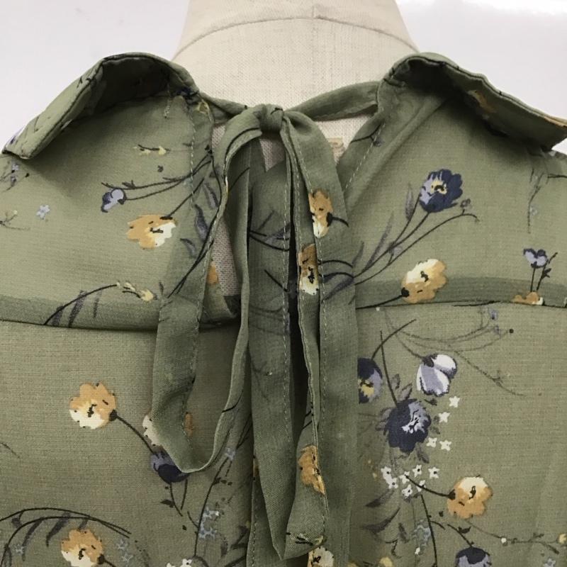 アクシーズファム axes femme ワンピース ロングスカート MK351X53 開襟シャツワンピース 半袖 M 花柄 カーキ / カーキ /  レディース USED 古着 中古 10112360