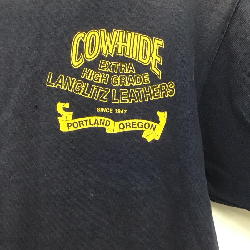 ラングリッツレザーズ Langlitz Leathers Tシャツ 半袖 半袖カットソー プリントTシャツ クルーネックカットソー プリント 紺 / ネイビー /  メンズ USED 古着 中古 10147053