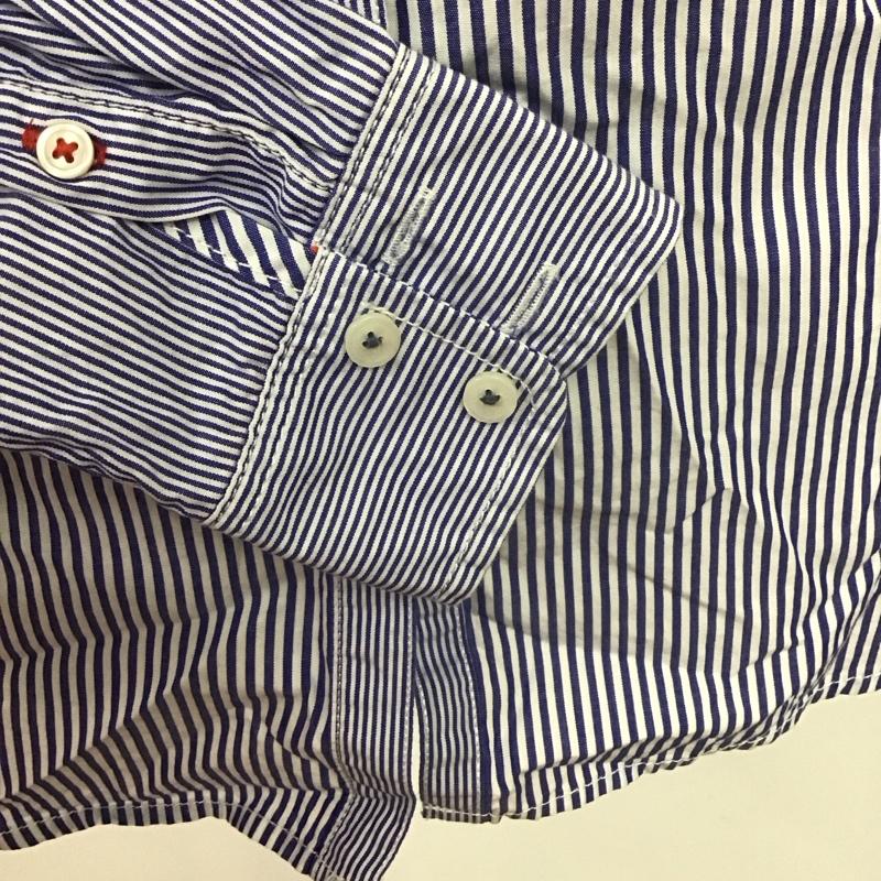 トミーヒルフィガー TOMMY HILFIGER シャツ、ブラウス 長袖 1M87640041 Fitted 胸ポケット ストライプ 2 ワンポイント 白 / ホワイト / X 青 / ブルー /  レディース USED 古着 中古 10108609