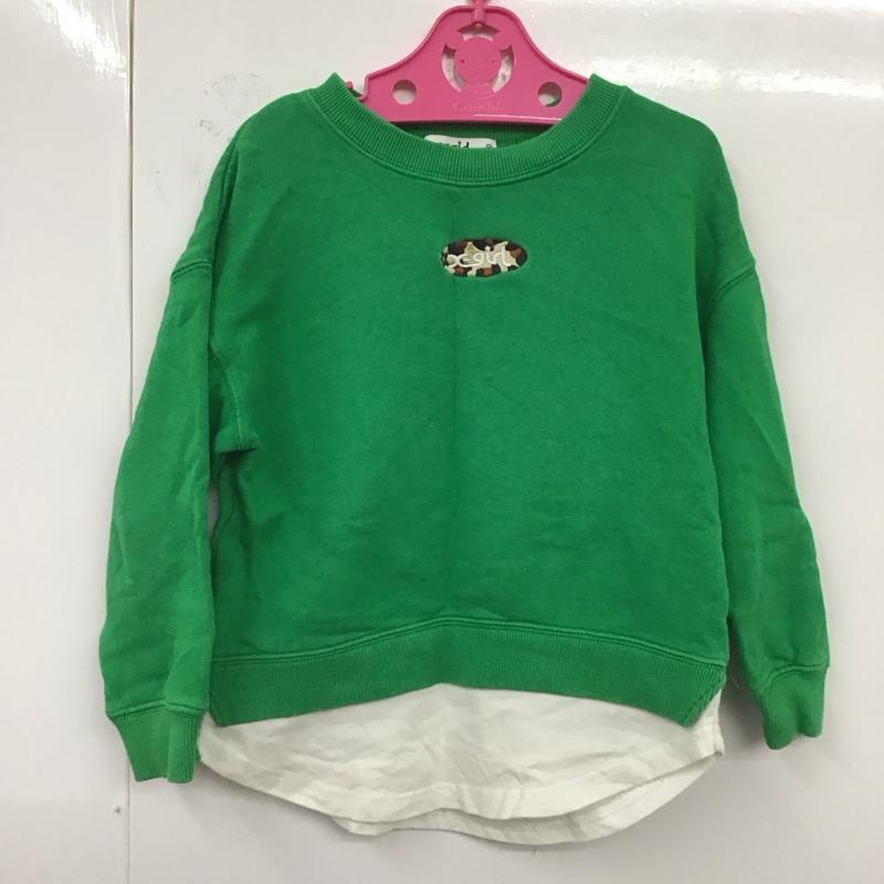 エックスガール X-girl トレーナー 長袖 110cm ロゴ、文字 緑 / グリーン /  ガールズ USED 古着 中古 10120516