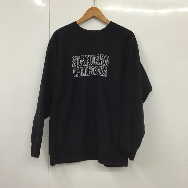スタンダード カリフォルニア STANDARD CALIFORNIA トレーナー 長袖 長袖トレーナー スウェット クルーネック プルオーバー L ロゴ、文字 黒 / ブラック /  メンズ USED 古着 中古 10130729