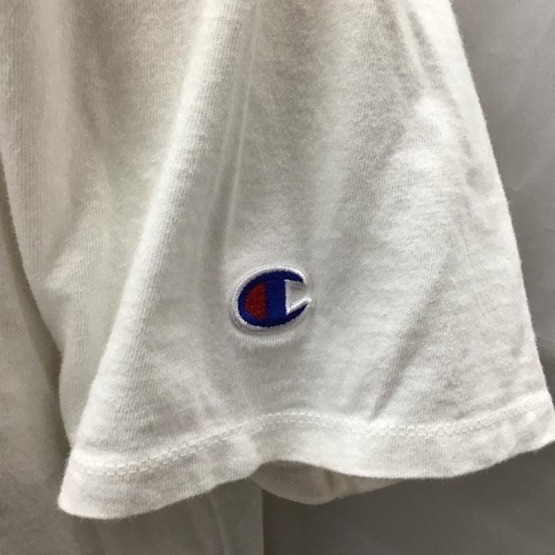 チャンピオン Champion Tシャツ 半袖 クルーネック L ロゴ、文字 白 / ホワイト /  メンズ USED 古着 中古 10117026