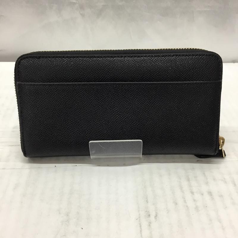 コーチ COACH 財布 長財布 57713 ラウンドファスナー ロゴ、文字 黒 / ブラック / X 金 / ゴールド /  レディース USED 古着 中古 10109389