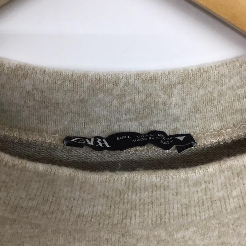 ザラ ZARA ニット、セーター 長袖 5039 926 720 パフスリーブ パール風 L 無地 ベージュ / ベージュ /  レディース USED 古着 中古 10143804