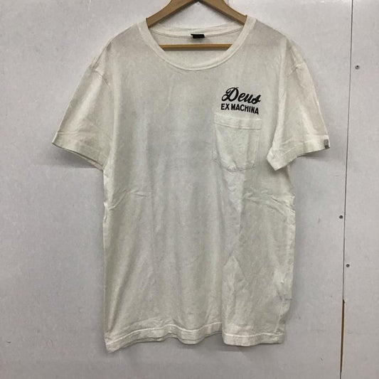 デウスエクスマキナ DEUS EX MACHINA Tシャツ 半袖 半袖カットソー プリントTシャツ クルーネックカットソー L ロゴ、文字 白 / ホワイト /  メンズ USED 古着 中古 10135911