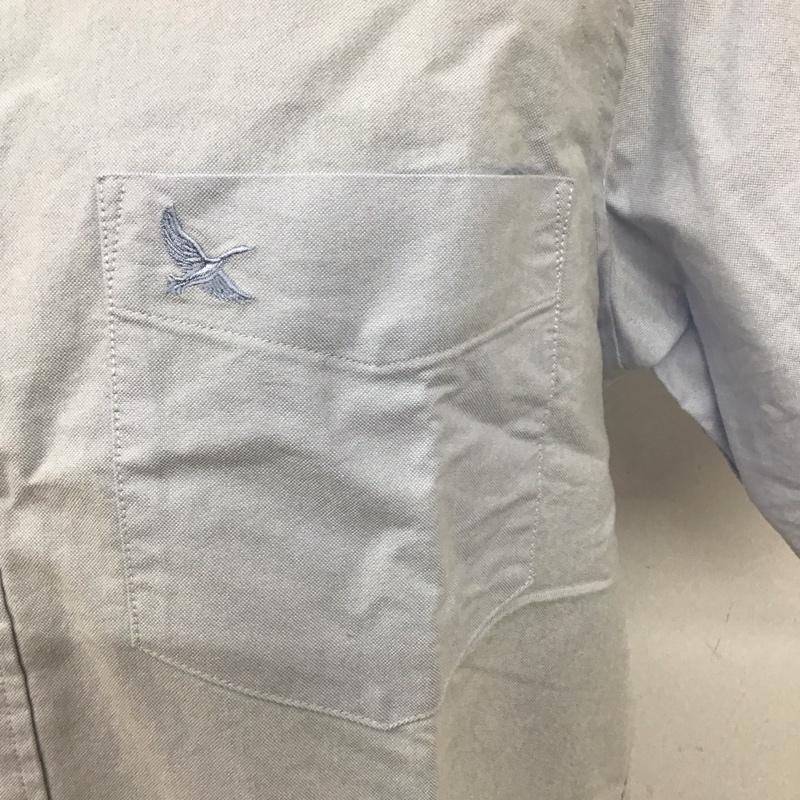 エディーバウアー Eddie Bauer シャツ、ブラウス 半袖 半袖シャツ カラーシャツ カジュアルシャツ ボタンダウンシャツ S ロゴ、文字 水色 / ライトブルー /  メンズ USED 古着 中古 10111121