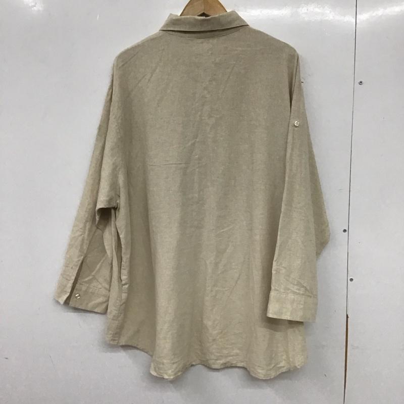 ロデオクラウンズ Rodeo Crowns シャツ、ブラウス 長袖 429DSR30-0030 ロールアップリネンビッグシャツ FREE 無地 ベージュ / ベージュ /  レディース USED 古着 中古 10138911
