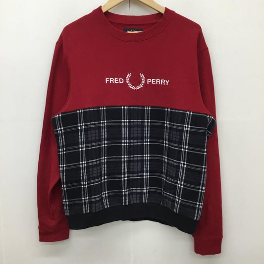 フレッドペリー FRED PERRY トレーナー 長袖 L チェック 赤 / レッド /  メンズ USED 古着 中古 10135125