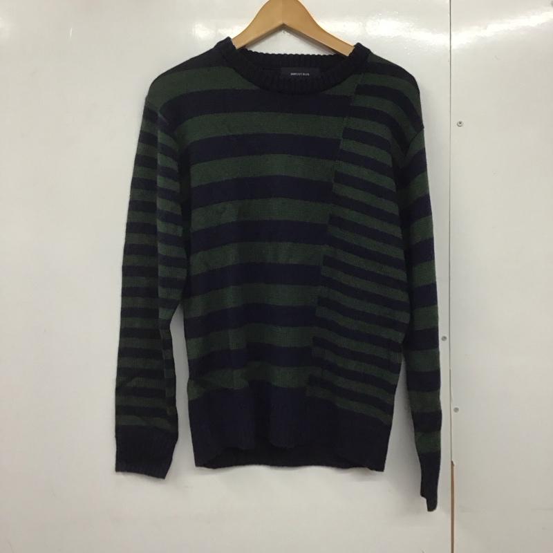 シップスジェットブルー SHIPS JET BLUE ニット、セーター 長袖 長袖ニットカットソー クルーネック セーター M ボーダー柄 紺 / ネイビー / X 緑 / グリーン /  メンズ USED 古着 中古 10141753