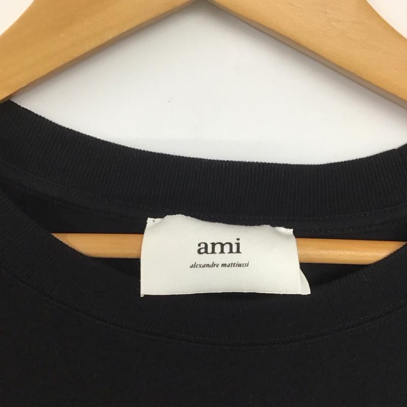 アミアレクサンドルマテュッシ AMI Alexandre Mattiussi カットソー 長袖 長袖カットソー プリントカットソー クルーネック XL ロゴ、文字 黒 / ブラック /  メンズ USED 古着 中古 10146770