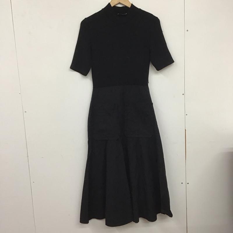 ザラ ZARA ワンピース ロングスカート ロングワンピース 半袖ニットワンピース フレアスカート S 無地 黒 / ブラック /  レディース USED 古着 中古 10141425