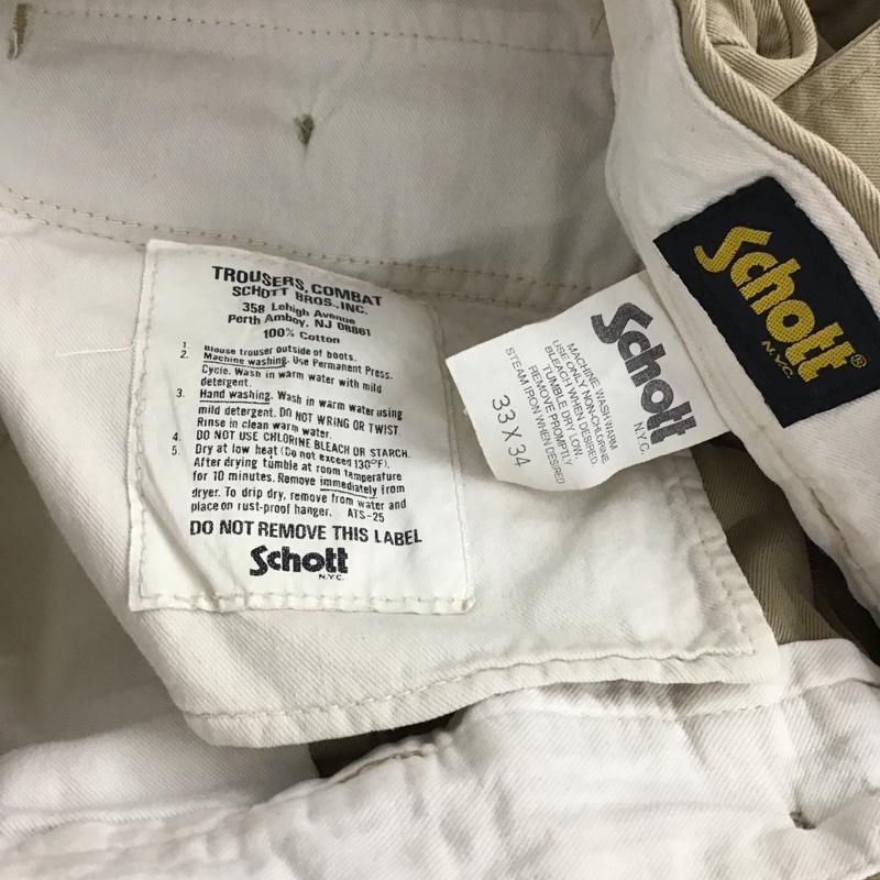 ショット schott パンツ チノパン チノパン ワイドパンツ カジュアルパンツ 33インチ 無地 ベージュ / ベージュ /  メンズ USED 古着 中古 10140462