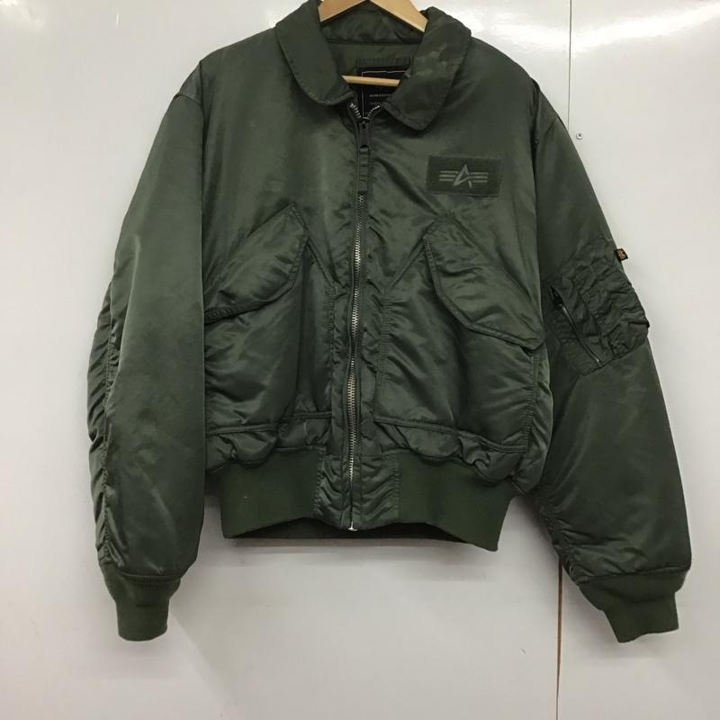 アルファインダストリー Alpha Industries ジャケット、上着 ジャンパー、ブルゾン ジップアップジャケット ナイロンジャケット アウター XL ロゴ、文字 カーキ / カーキ /  メンズ USED 古着 中古 10142603