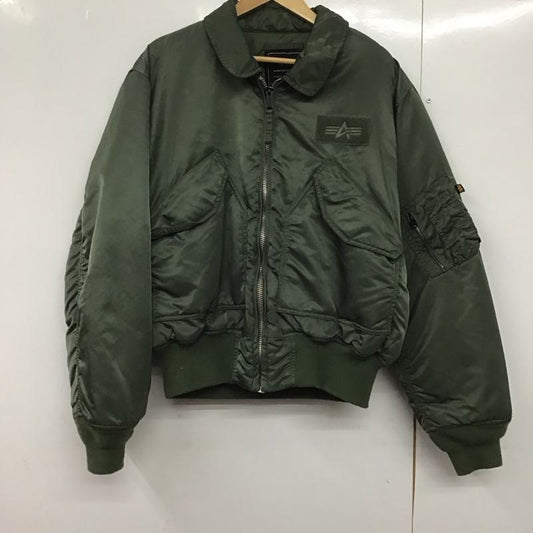 アルファインダストリー Alpha Industries ジャケット、上着 ジャンパー、ブルゾン ジップアップジャケット ナイロンジャケット アウター XL ロゴ、文字 カーキ / カーキ /  メンズ USED 古着 中古 10142603