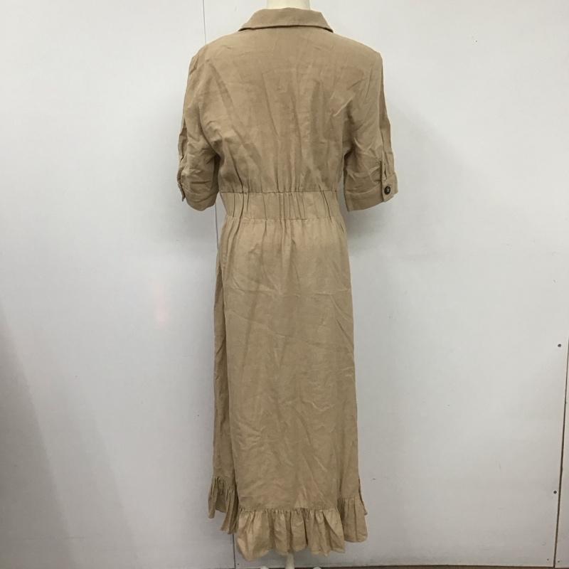 ザラ ZARA ワンピース ロングスカート 半袖ロングワンピース フレアスカート 前ボタン M 無地 ベージュ / ベージュ /  レディース USED 古着 中古 10126957