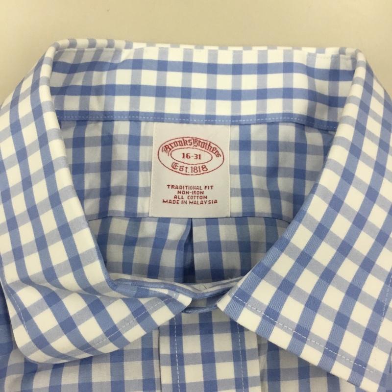 ブルックスブラザーズ BROOKS BROTHERS シャツ、ブラウス 長袖 チェック 白 / ホワイト / X 水色 / ライトブルー /  メンズ USED 古着 中古 10112783