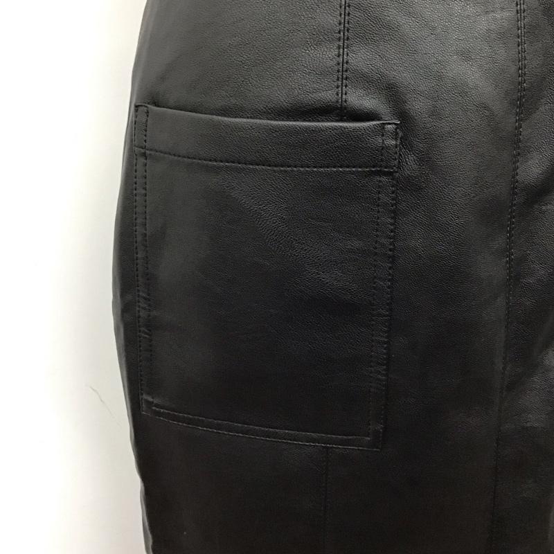 マウジー MOUSSY スカート ひざ丈スカート 010eaw30-5460 FAUX LEATHER スカート 1 無地 黒 / ブラック /  レディース USED 古着 中古 10121408