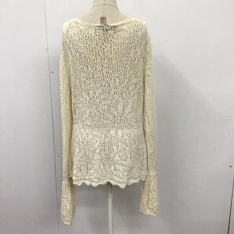 ザラ ZARA カーディガン 長袖 透かし編み M 無地 アイボリー / アイボリー /  レディース USED 古着 中古 10113464