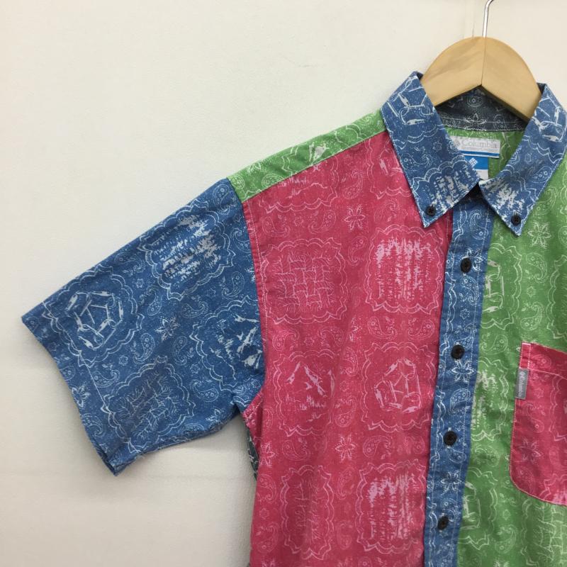 コロンビア Columbia シャツ、ブラウス 半袖 Columbia ペイズリー柄　半袖シャツ　112 PM7376 S バンダナ柄 薄緑 / ライトグリーン / X 青 / ブルー / X マゼンタ / マゼンタ / X 灰 / グレー /  メンズ USED 古着 中古 10127627