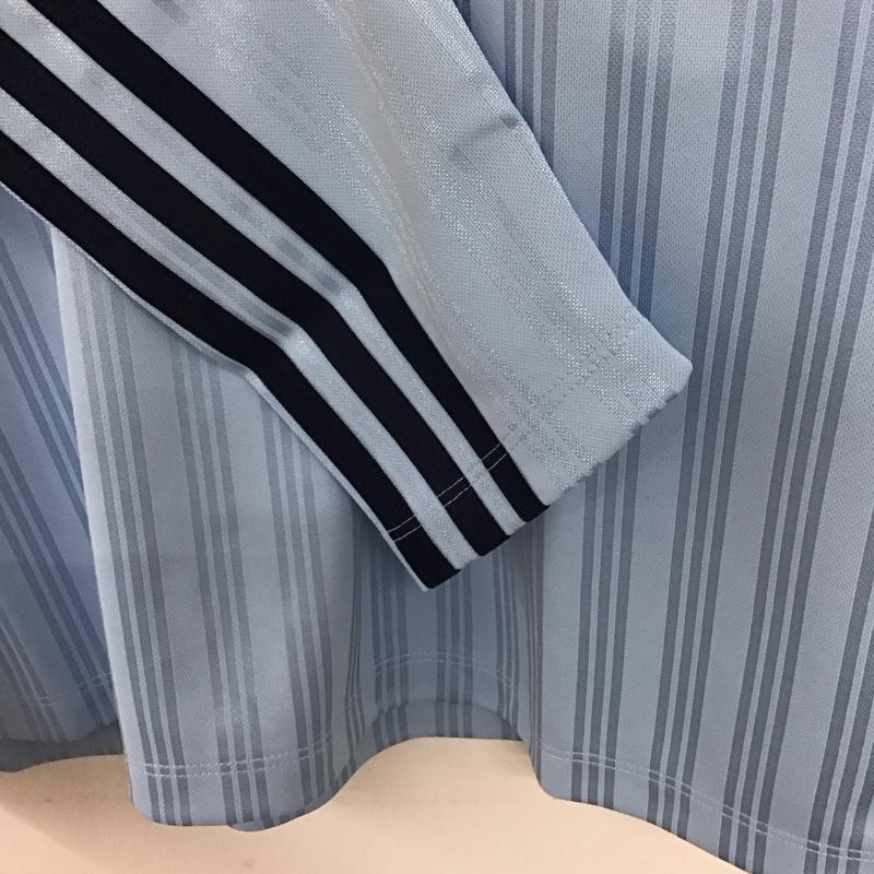 アディダス adidas ポロシャツ 長袖 jd2604 フットボールジャカードVネック長袖ポロシャツ スポーツウェア XL ロゴ、文字 青 / ブルー /  レディース USED 古着 中古 10140130
