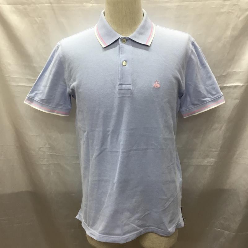 ブルックスブラザーズ BROOKS BROTHERS ポロシャツ 半袖 半袖ポロシャツ カラーシャツ 半袖カットソー S ロゴ、文字 水色 / ライトブルー /  メンズ USED 古着 中古 10116151