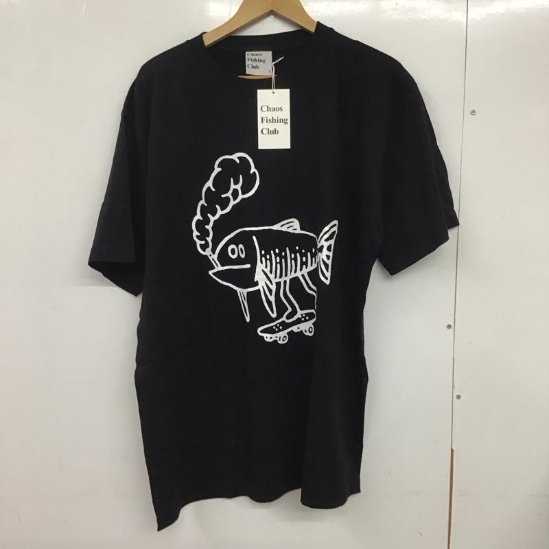 カオス フィッシング クラブ Chaos Fishing Club Tシャツ 半袖 cfc21aw01 OSAKANAKUNPUFF 半袖カットソー プリントTシャツ L プリント 黒 / ブラック /  メンズ USED 古着 中古 10132393