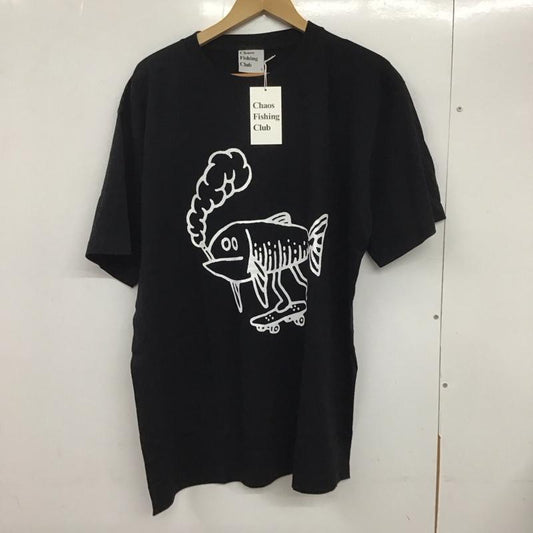 カオス フィッシング クラブ Chaos Fishing Club Tシャツ 半袖 cfc21aw01 OSAKANAKUNPUFF 半袖カットソー プリントTシャツ L プリント 黒 / ブラック /  メンズ USED 古着 中古 10132393