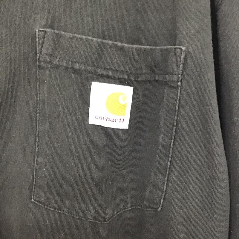 カーハート Carhartt カットソー 長袖 長袖カットソー ヘンリーネックカットソー L ロゴ、文字 黒 / ブラック /  メンズ USED 古着 中古 10143366