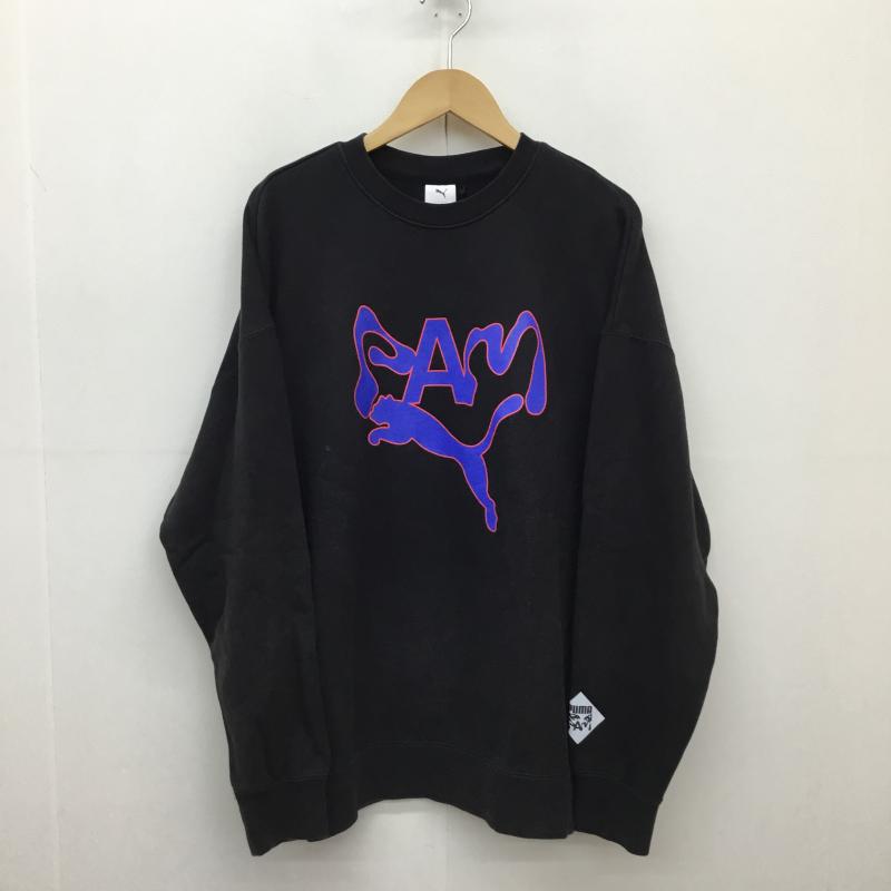 プーマ PUMA トレーナー 長袖 PUMA×PEAKS AND MINI スウェット L プリント 黒 / ブラック / X 青 / ブルー / X 赤 / レッド /  メンズ USED 古着 中古 10136363