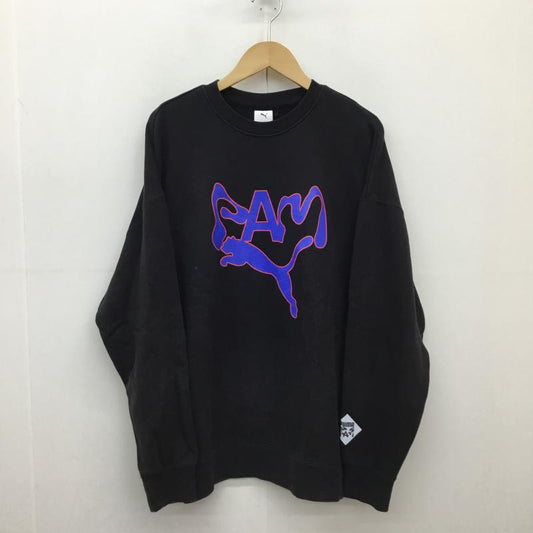プーマ PUMA トレーナー 長袖 PUMA×PEAKS AND MINI スウェット L プリント 黒 / ブラック / X 青 / ブルー / X 赤 / レッド /  メンズ USED 古着 中古 10136363