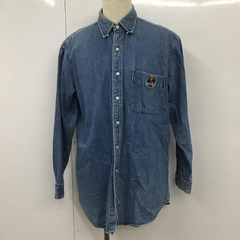 ラルフローレン RALPHLAUREN シャツ、ブラウス 長袖 デニムシャツ ポロベア ボタンダウン L ワンポイント 青 / ブルー /  メンズ USED 古着 中古 10112937
